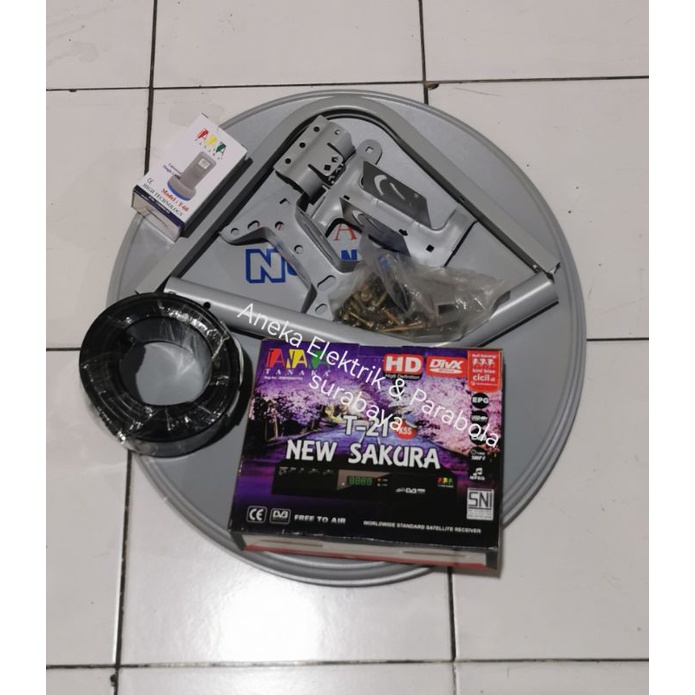 Paket Parabola Mini Ninmedia Komplit Set 45CM Receiver HD Tanaka T21 Sakura Free SIARAN TANPA IURAN 