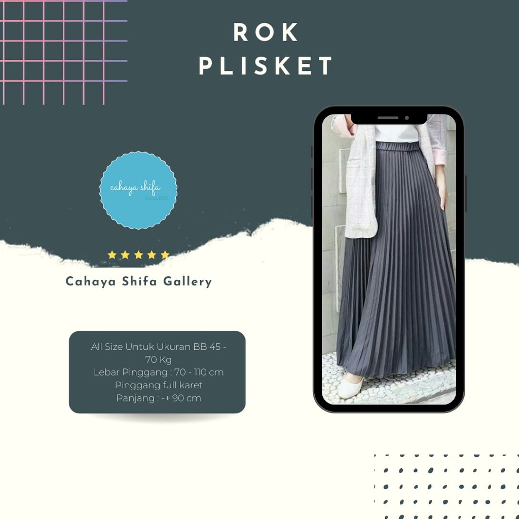 ROK PLISKET FULL KARET PINGGANG ROK PAYUNG PANJANG