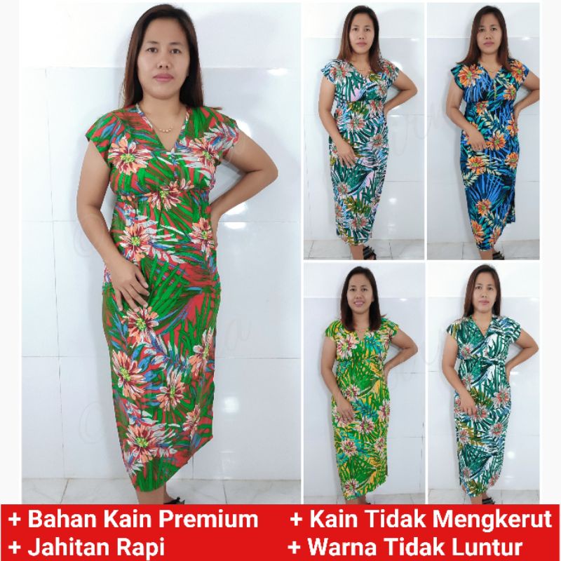 Daster Bali / Daster Manohara / Mano Panjang motif Daun Bunga Palem