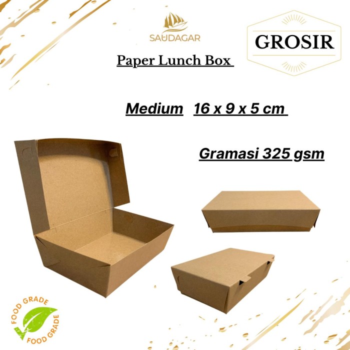 

7uytdrs Paper Lunch Box Tebal Medium 290 Gsm / Kraft / Kotak / Dus Nasi Hyft7Yt