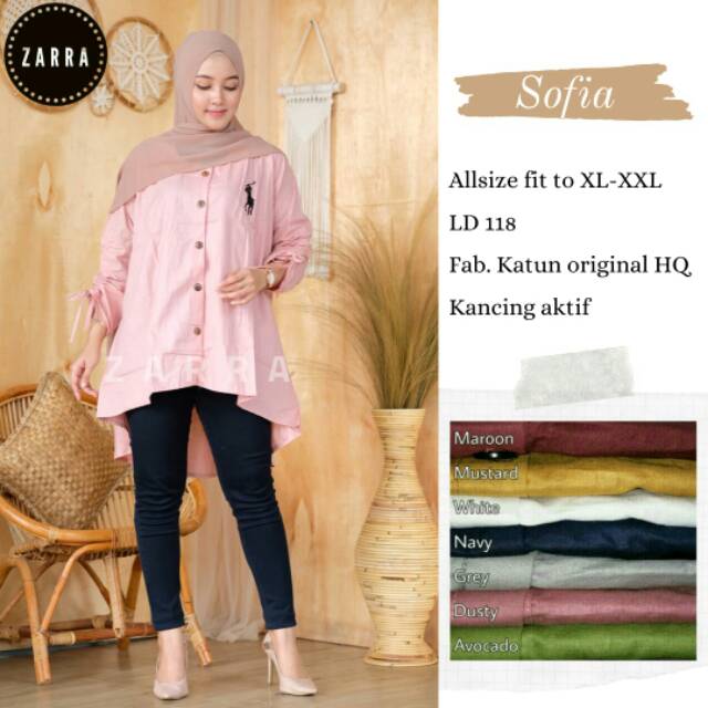 TERMURAH Atasan Tunik Polos Katun Bordir Polo Spfia Ori Solo