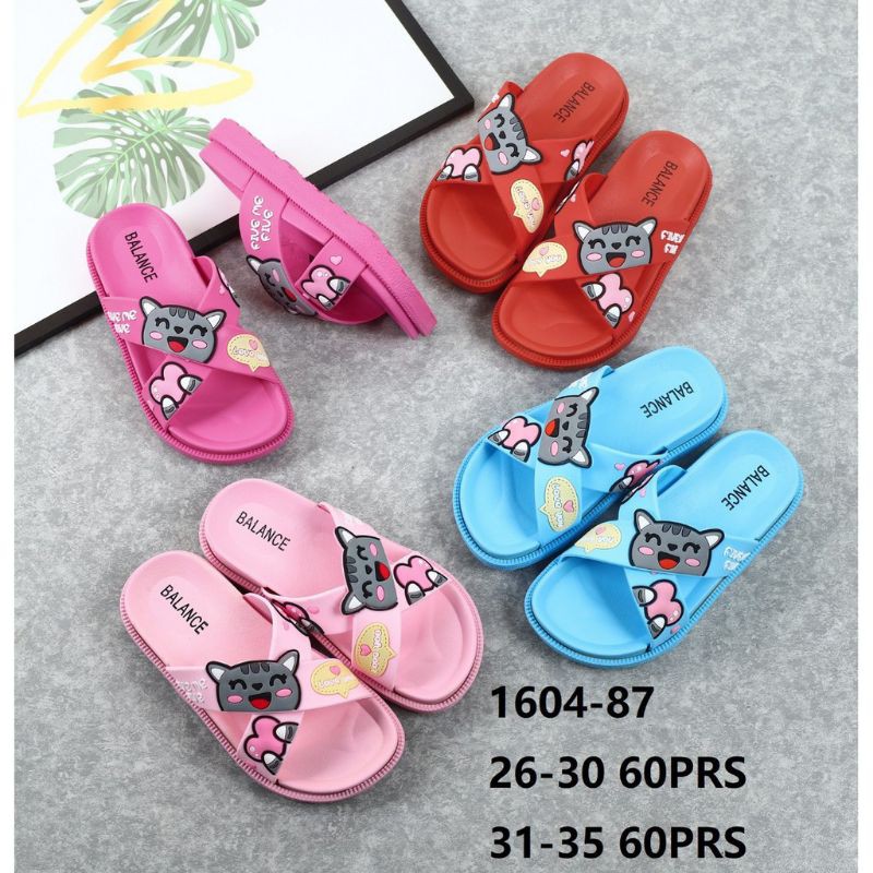 Sandal Selop Wedges Anak Karakter Cat Kucing balance 1604-87