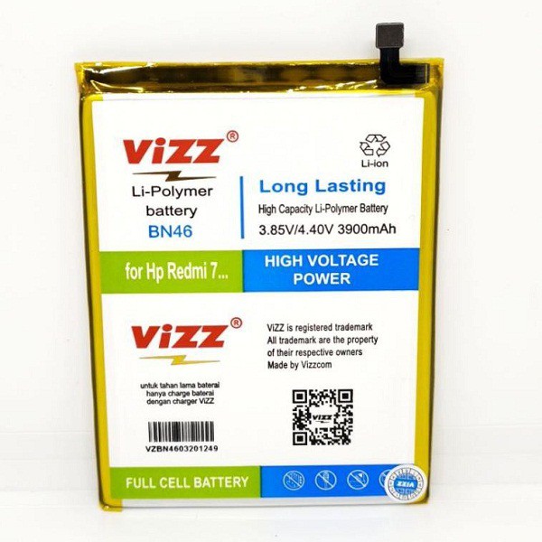 Baterai vizz BN46 baterai double power Xiaomi redmi 7 original vizz