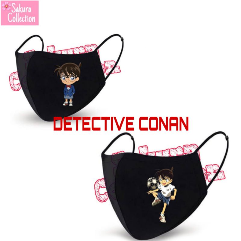 Masker Kain 3ply ANIME DETECTIVE CONAN KUDO SHINICHI Scuba Anak Dewasa | KN95 KF 94 EARLOOP