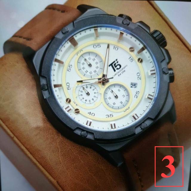 Jam Tangan Pria T5 H 3478 T5 H3478 original leather chronograph bergaransi free box