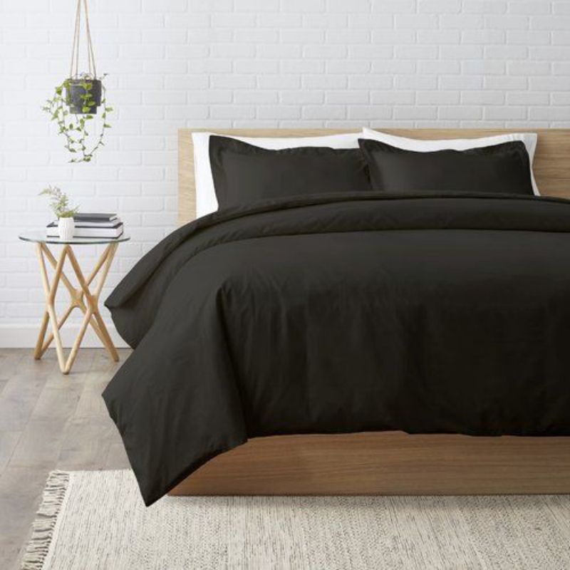 BEDCOVER SET HITAM BADCOVER SPREI HITAM BLACK SERIES POLOS EMBOS AESTHETIC