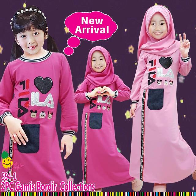 Model Baju Gamis Fila  Terbaru 2019 Gambar Islami