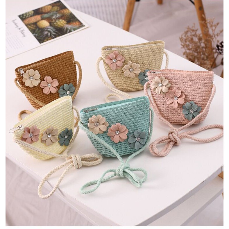 Topi Anak Pantai paketan set Tas Pantai Anak Bunga Import Pathos-3