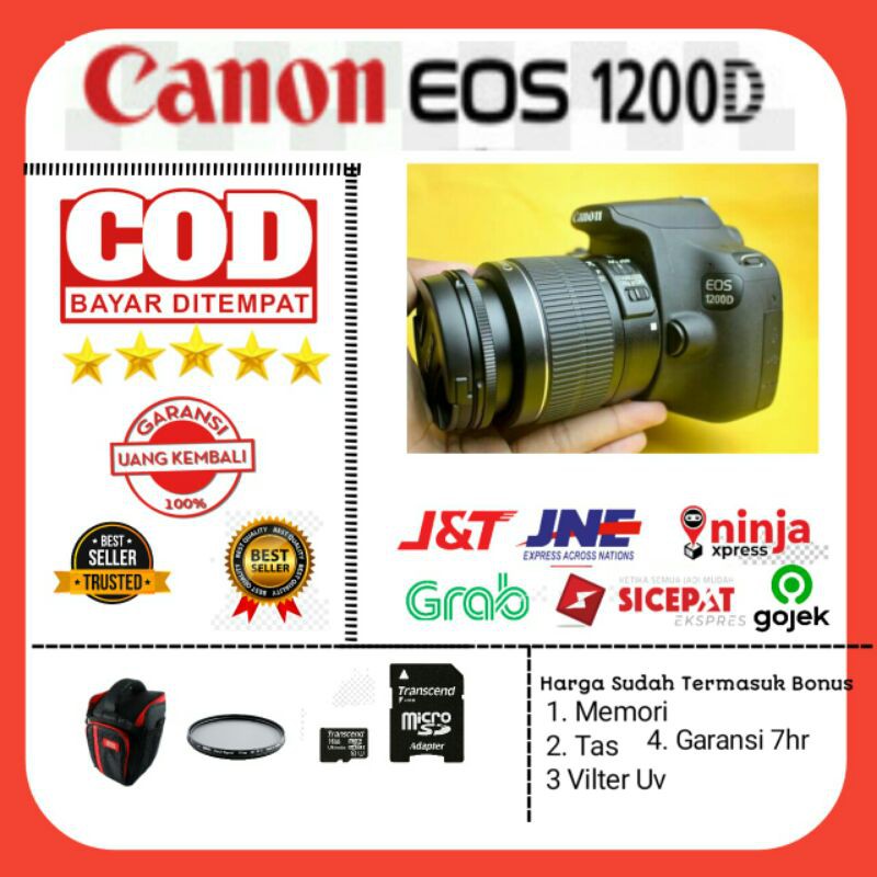 Kamera Canon 1200D + Memori 32Gb + Tas Baru + Garansi Toko