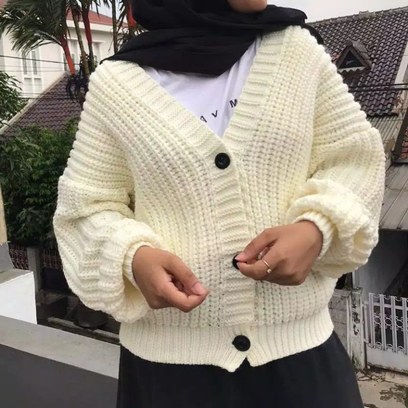 MURAH/ NAKARA CARDI RAJUT PREMIUM TEBAL /3Get Halus dan Adem-Broken white