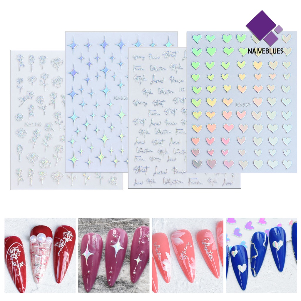 Stiker Kuku Bahan Plastik Motif Hati Aurora Untuk Nail Art