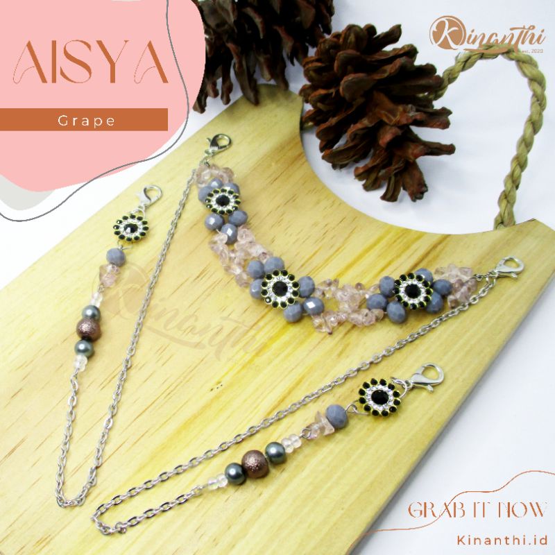 KONEKTOR STRAP MASKER AISYA KONEKTOR 2 IN 1 STRAP MASKER BATU KRISTAL HIJAB KONEKTOR BATU PECAH STRA