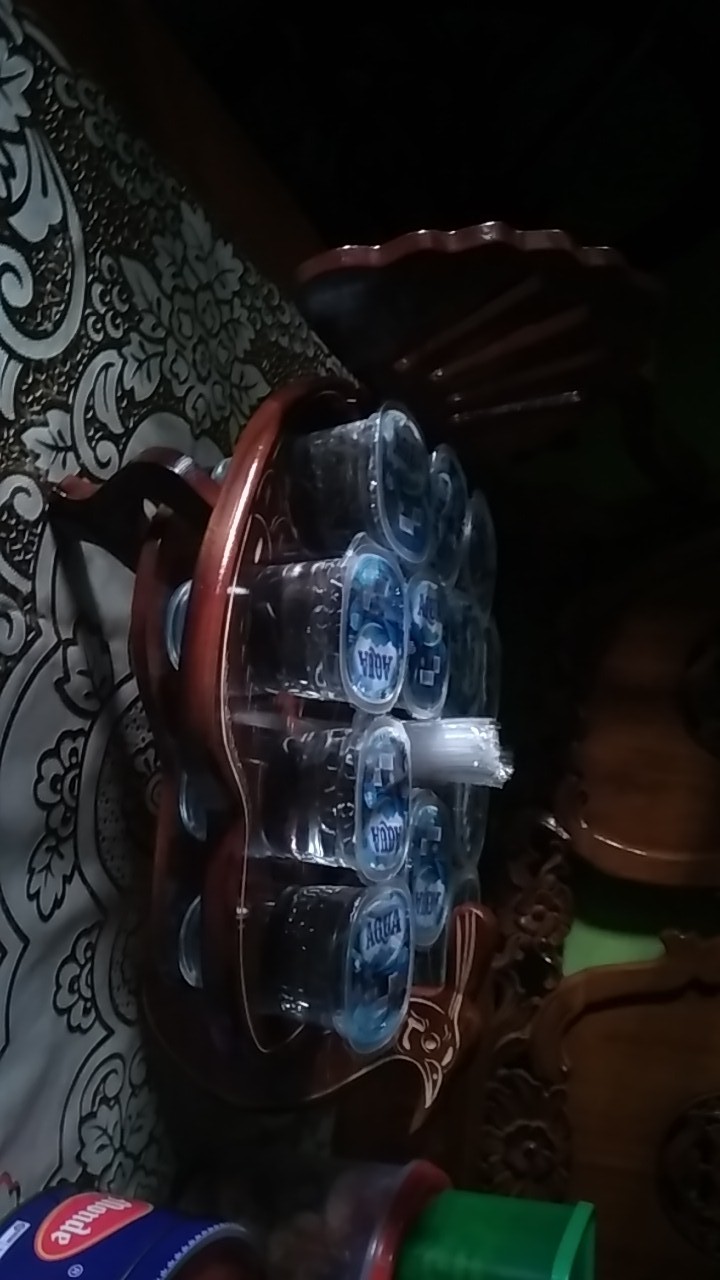 Tempat Aqua - Tempat Gelas Air Mineral Kayu Jati Merak 12 Lobang