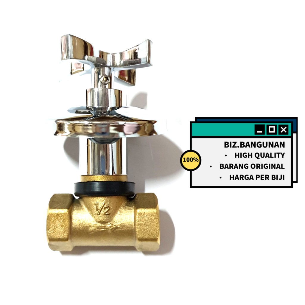 STOP KRAN TANAM KUNINGAN SOBAR 1/2&quot; INCH - SHOWER TANAM KERAN AIR