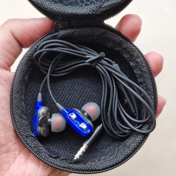 GOON Original Earphone dengan Pouch Penyimpanan | In-Ear Stereo 4D Super Bass dengan Mic Kabel Jack 3.5 mm &amp; USB Type-C | Headset Tahan Keringat | GARANSI UANG KEMBALI