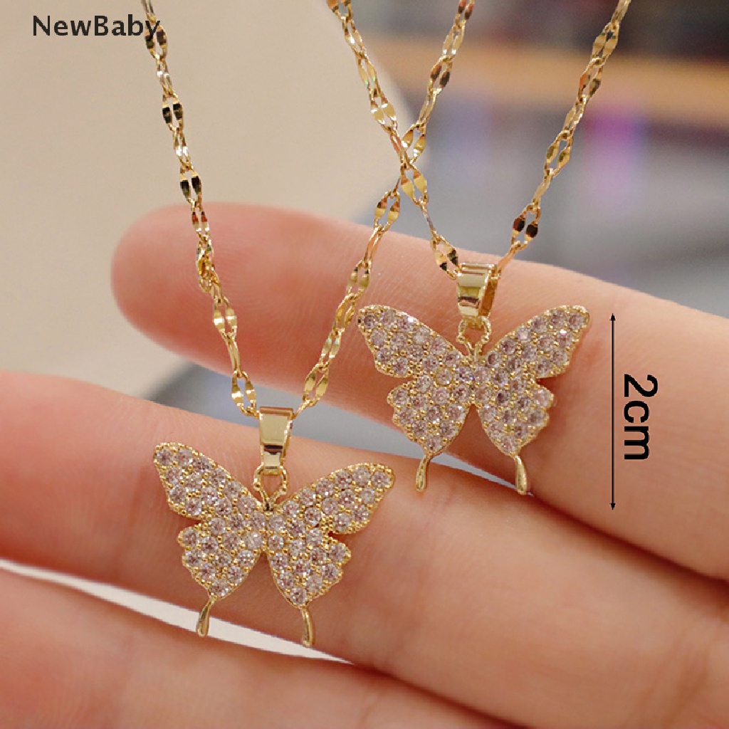 Kalung Rantai Dengan Liontin Kupu-Kupu Warna Emas Gaya Korea Untuk Wanita