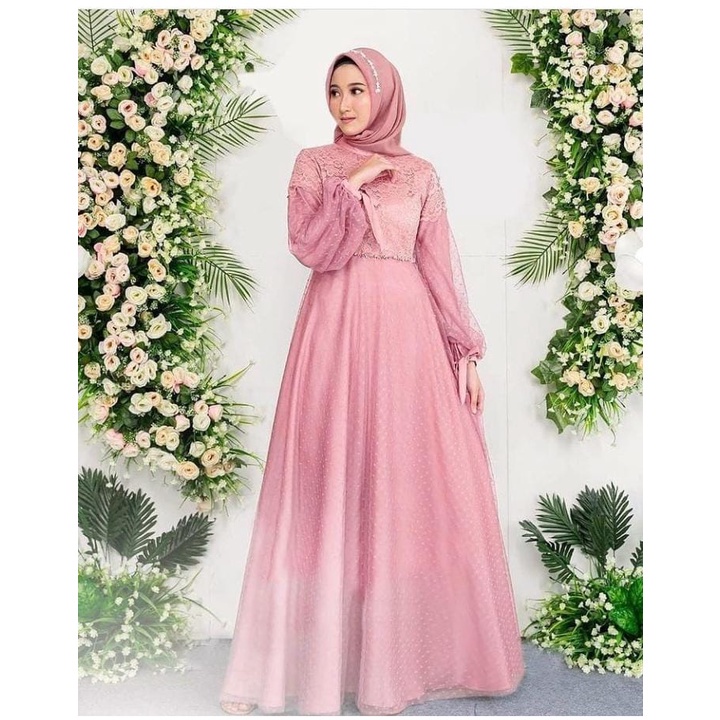 Anggun maxi dress brukat wanita muslimah