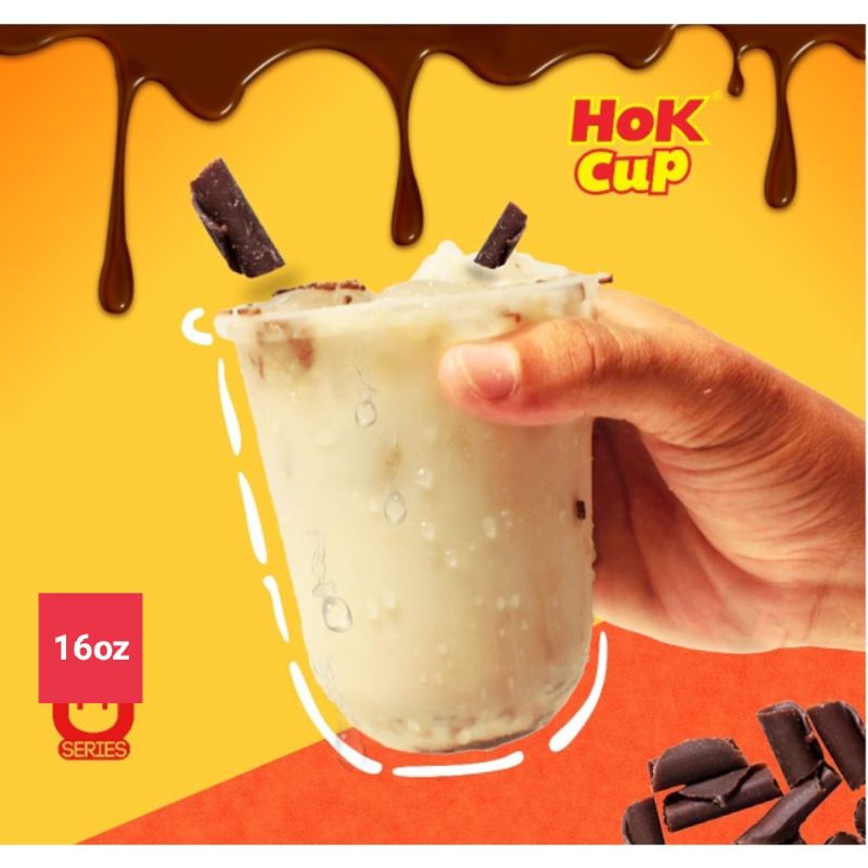 Gelas plastik 16oz HOK (50 cup) U OVAL TEBAL/gelas cup plastic 16oz/gelas cup tebal/gelas cup boba/g