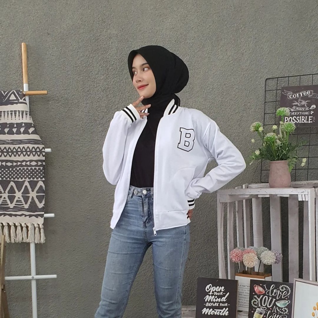 Jaket wanita  model BASEBALL motif B zipper