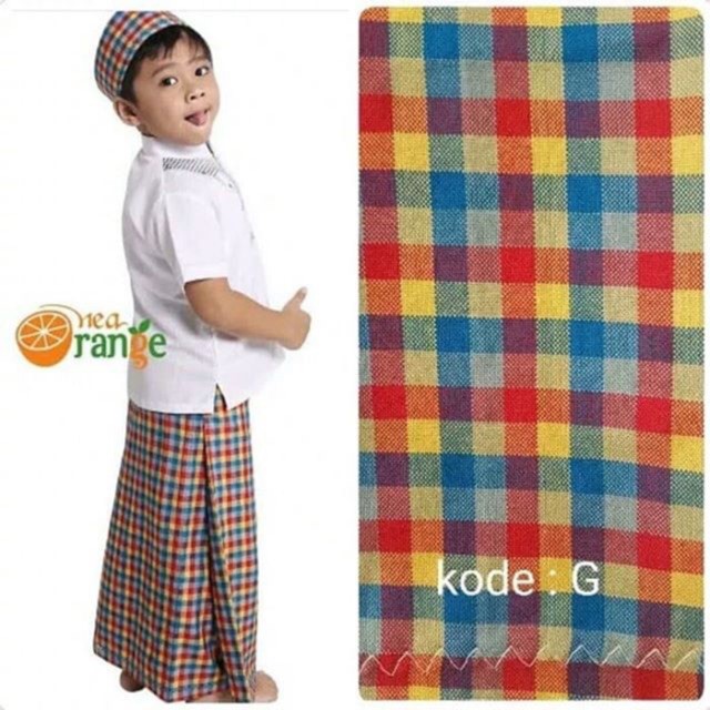 SARUNG ANAK INSTAN ORANGE + PECI