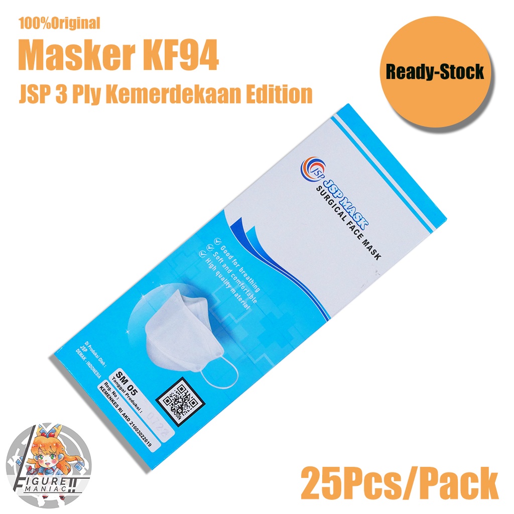 Masker KF94 JSP Kemerdekaan Edition Merah Putih 3 Ply isi 25 Pcs