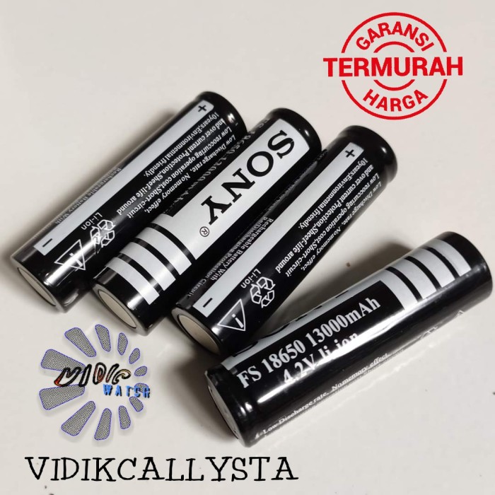 BATU BATERAI BATTERY SONY 18650 RECHARGEABLE 13000mAh 4.2V HITAM