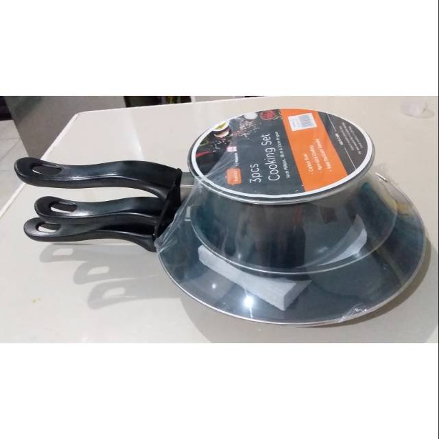 KUKINA Set Alat Masak Milkpan / Panci Masak 14cm + Frypan / Wajan Penggorengan 18 + 23 cm murah