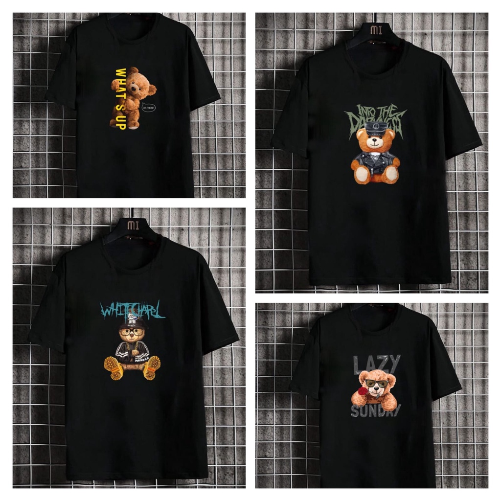 IN.BISA COD/JHOSE/BAJU KAOS BEAR HITAM/BAJU LENGAN PENDEK/BAJU TERBARU/BAJU KEREN/UNISEX