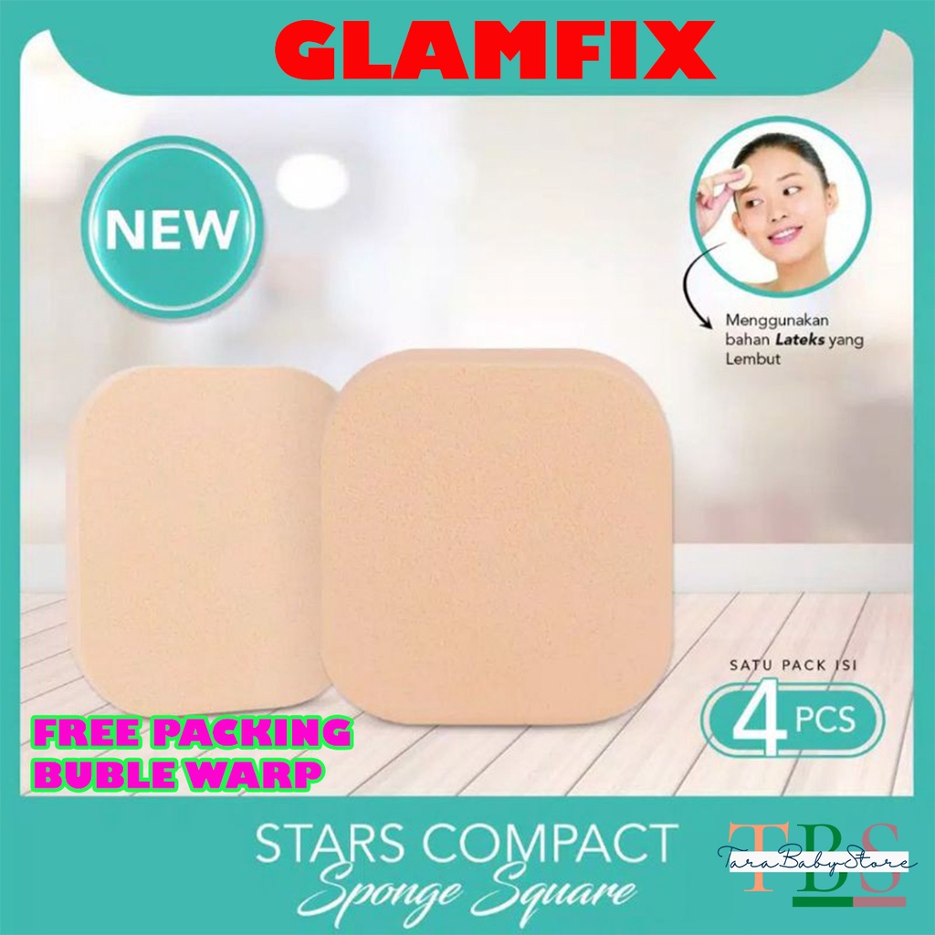 Glam Fix Stars Compact Sponge / Sponge Make Up Glam Fix [KOTAK/SQUARE]