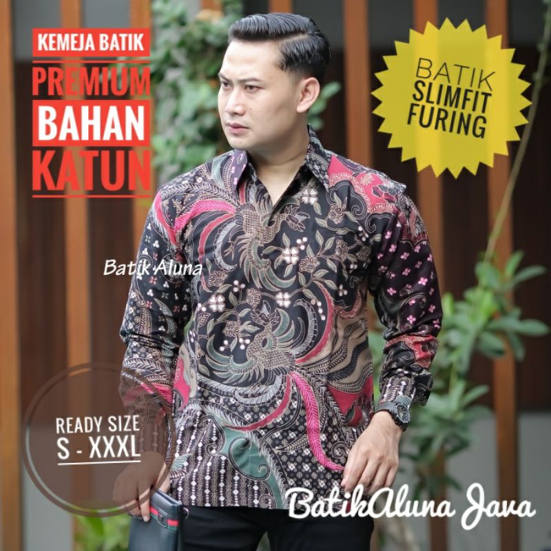 Kemeja Batik Premium Bahan Katun Lapis Furing Slimfit Batik Aluna Halus Tidak Luntur Batik Warisan N