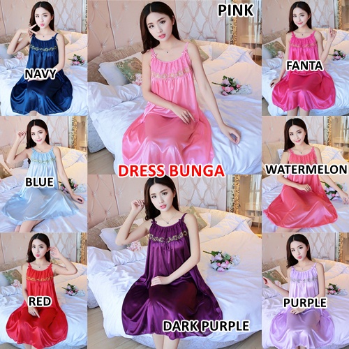 Lingerie Dress Babydoll Dress Sutra Dress Bunga Baju Tidur Sexy untuk Wanita