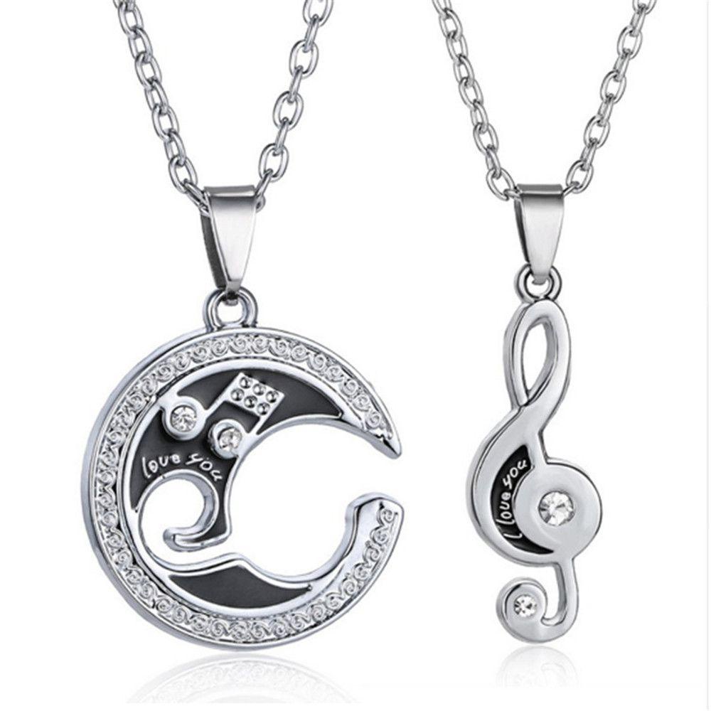 Solighter 2Pcs/1Pc Kalung Pasangan Hadiah Hari Valentine Perhiasan Liontin