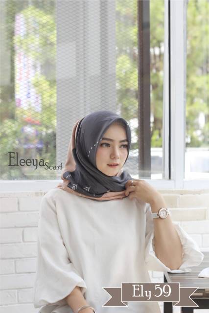 HIJAB SEGIEMPAT MOTIF ELY 59 || Eleeya Scarf