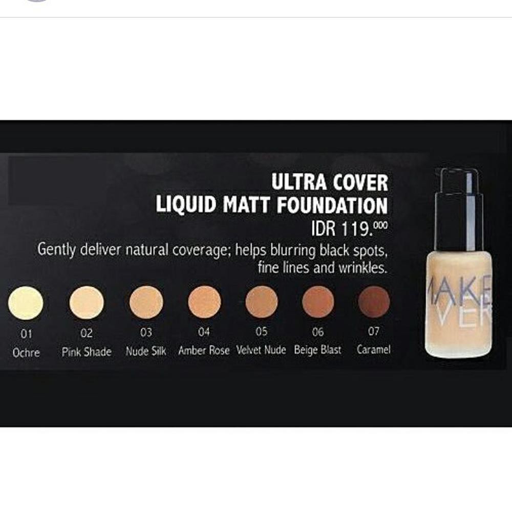 ❤ BELIA ❤ Make Over Ultra COver Liquid Matt Foundation (makeover) 33ml