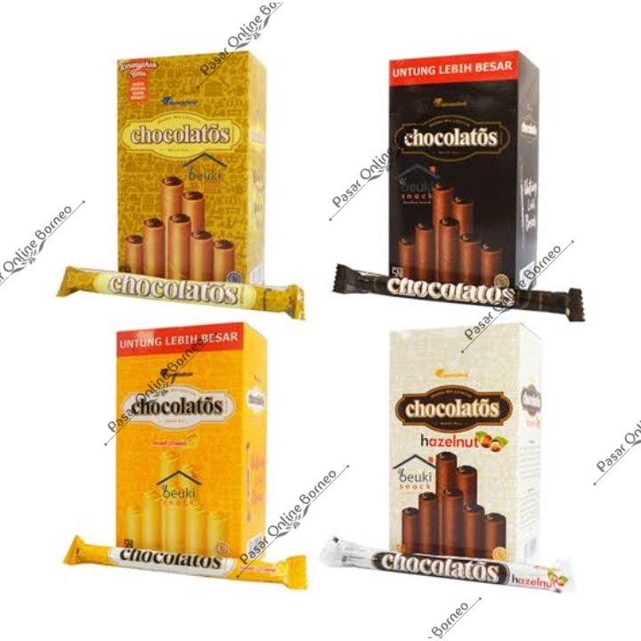 Chocolatos Wafer Roll Grande Dark Chocolate Sweet Cheese Hazelnut Isi 20 Pcs