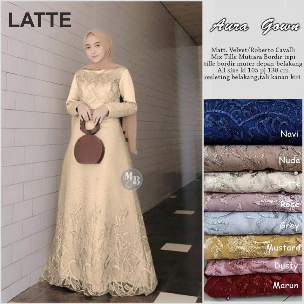 ADA JUMBO!! GAMIS BRUKAT MAXI DRESS TILLE WANITA HIJAB MUSLIM VELVET BRUKAT GAMIS KONDANGAN