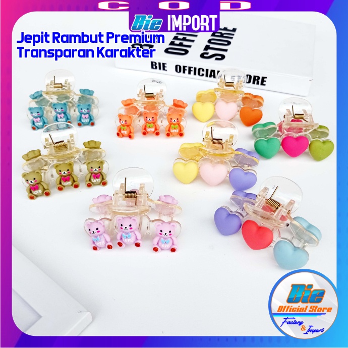 Jepit Rambut Transparan Karakter Premium impor Best Seller