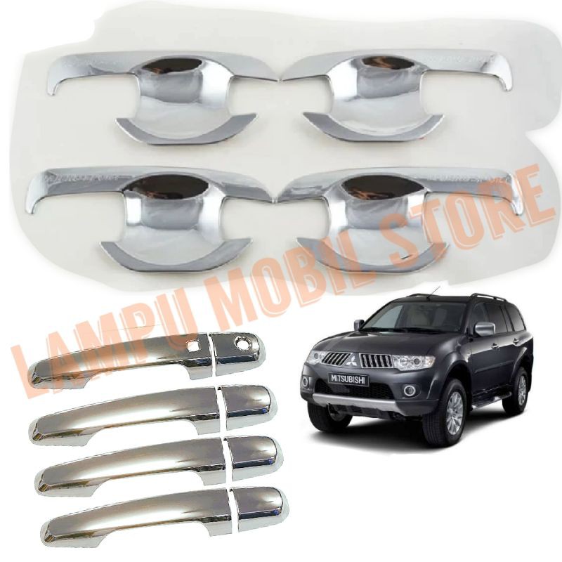 Paket Aksesoris Door Handle Cover Handel Pintu dan Outer Chrome Mitsubishi Pajero Sport 2009-2015