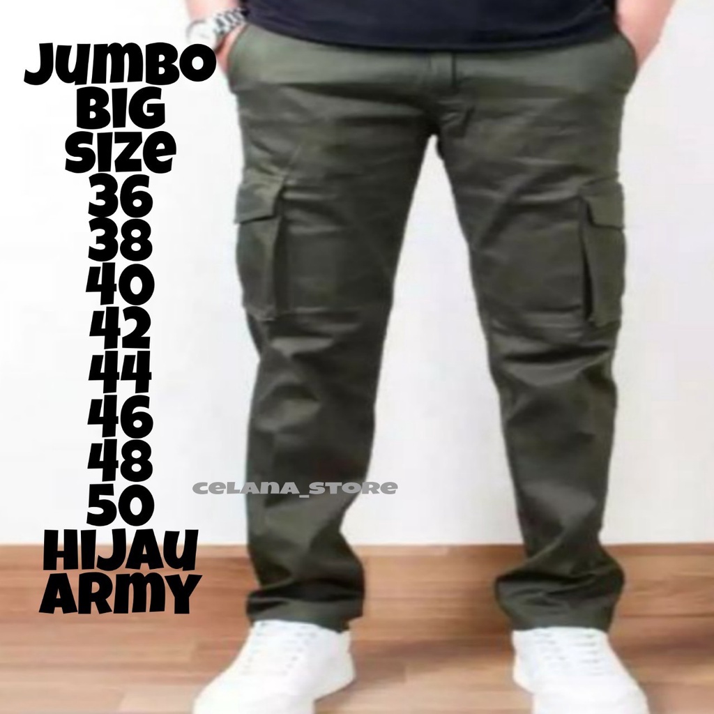 BIG SIZE/celana cargo panjang pria big size 36 38 40 42 44 46 48 50/celana cargo ukuran besar/celana jumbo termurah/celana murah big size/celana panjang pria jumbo