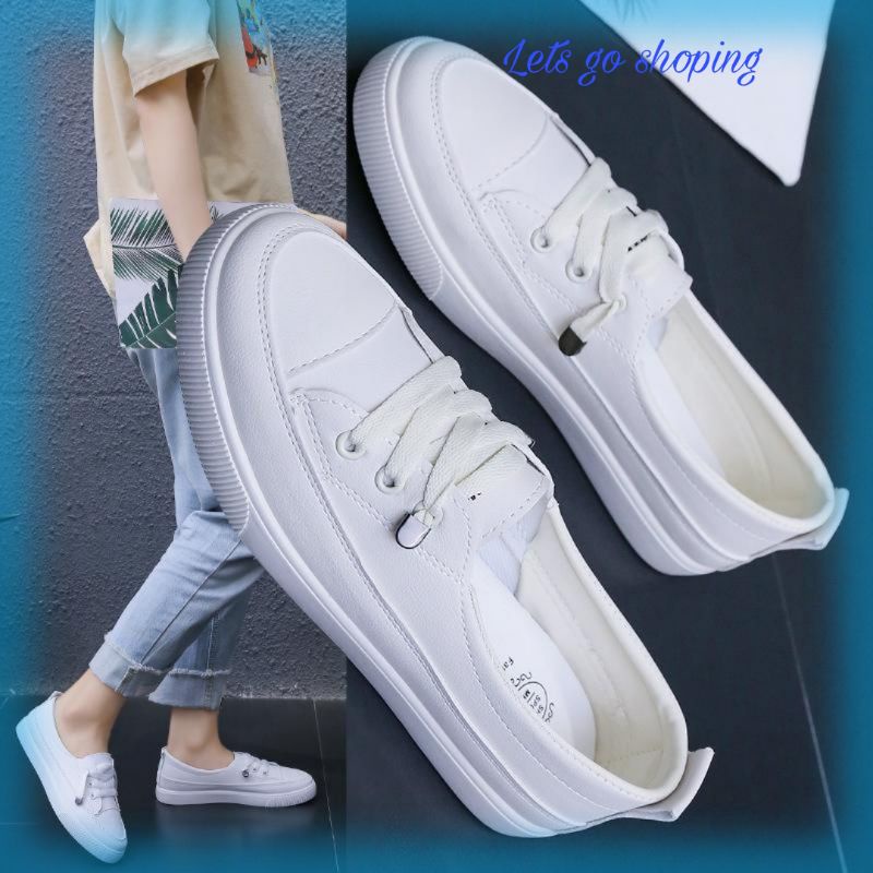 COD SD 3103 Sepatu Sneakers Kanvas Wanita Import casual Sport Putih Tali-2