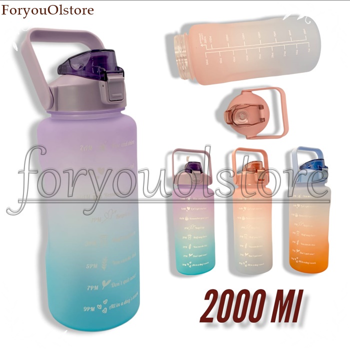 Botol Minum Motivasi 2 Liter/ Botol Penanda Waktu /Botol Minum Viral / Botol Minum 2000ml/Tumblr Botol TERLARIS &amp; TERMURAH/Botol Minum 2 Liter Botol Korea VIRAL/ Botol Gradasi Pelangi