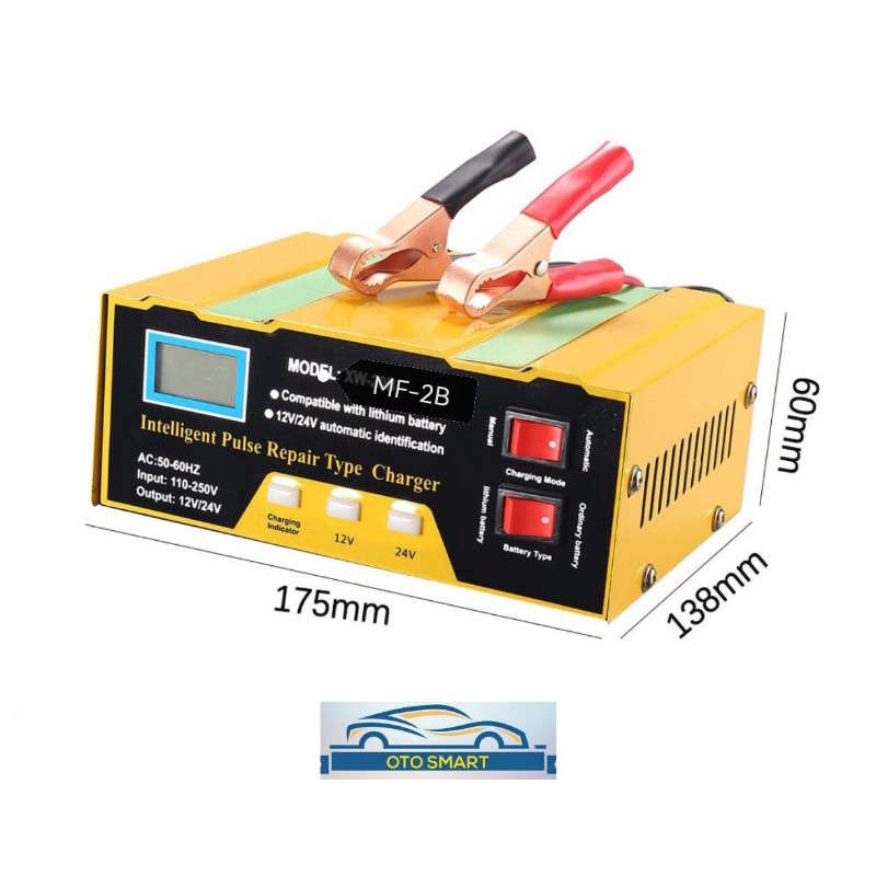 Charger Aki Mobil Motor Lead Acid Smart Battery Charger 12V/24V 200AH Charger Otomatis