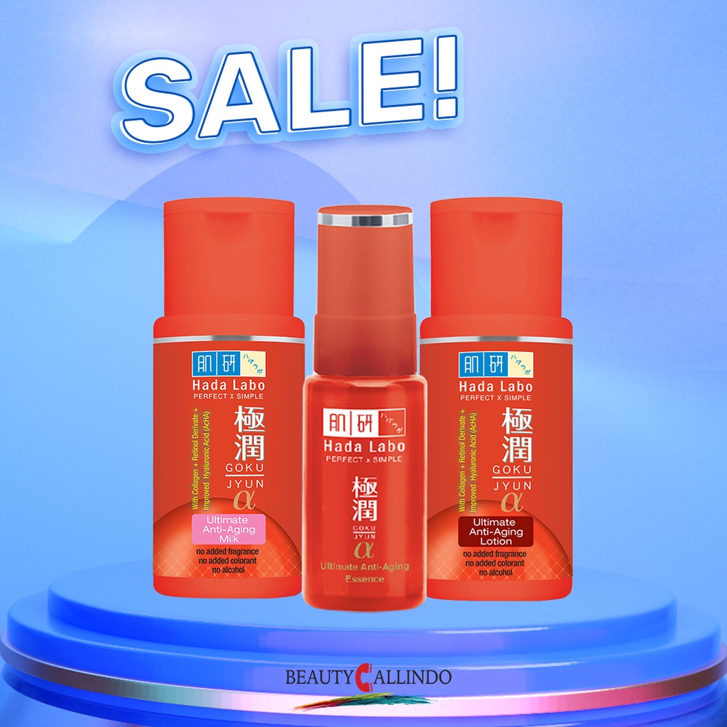 Hada Labo Gokujyun Alpha | Anti Aging Milk | Lotion | Essence | Starter Pack Anti Penuaan