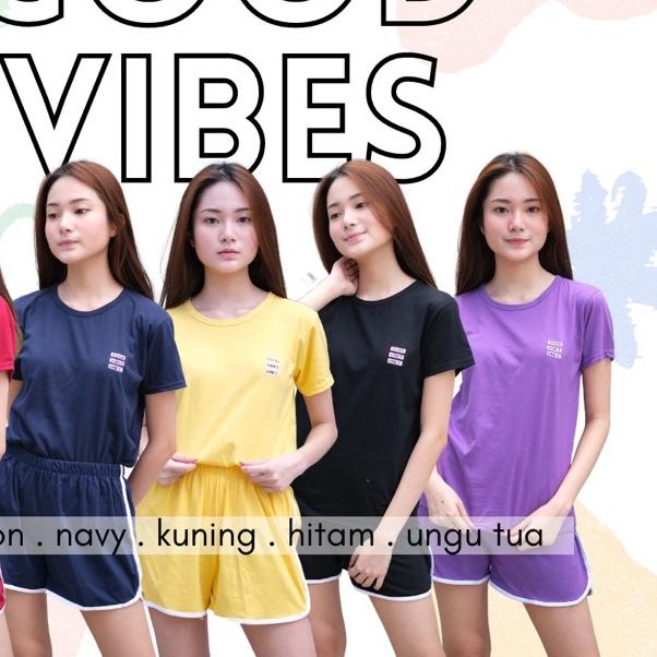 METFORYOU Setelan Wanita - Good Vibes Only Set (Bordir)