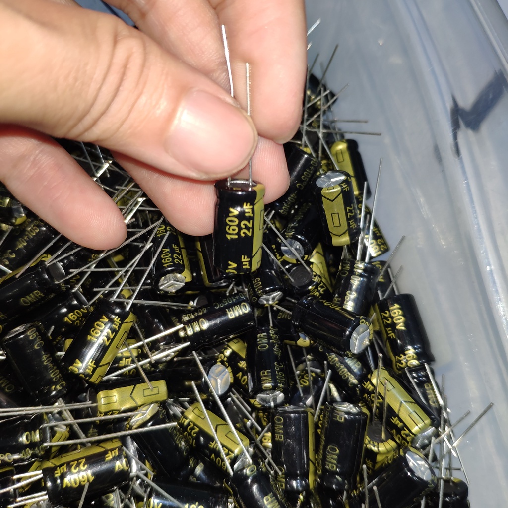 (isi 5) Elco OMR 22uf 160v Full. Capasitor Elco OMR 22/160v