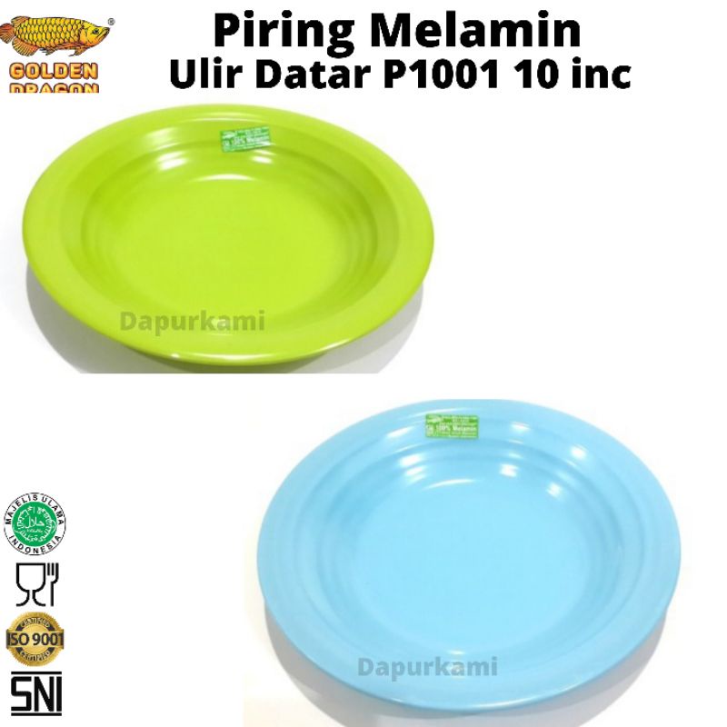 6pcs Piring Melamin Ulir Datar P-1001 10inc • Piring Melamin Biru Ungu Hijau stabilo Putih