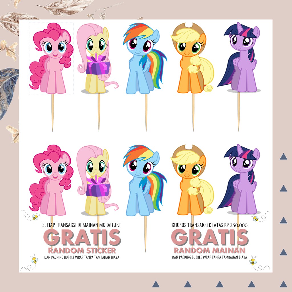 PERLENGKAPAN PESTA LITTLE PONY ISI 10  CUP CAKE TOPPER 