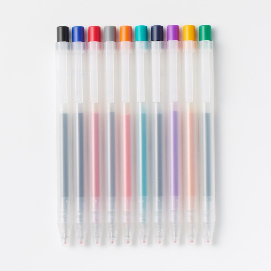 

Muji - Gel Ink Bolpoint Smoothly Knock Type 10 Colour 0.5 mm || Pulpen