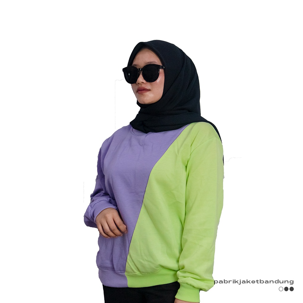 Slash Sweatshirt Kombinasi  || Sweater Crewneck Kombinasi 2 Warna Fashionable