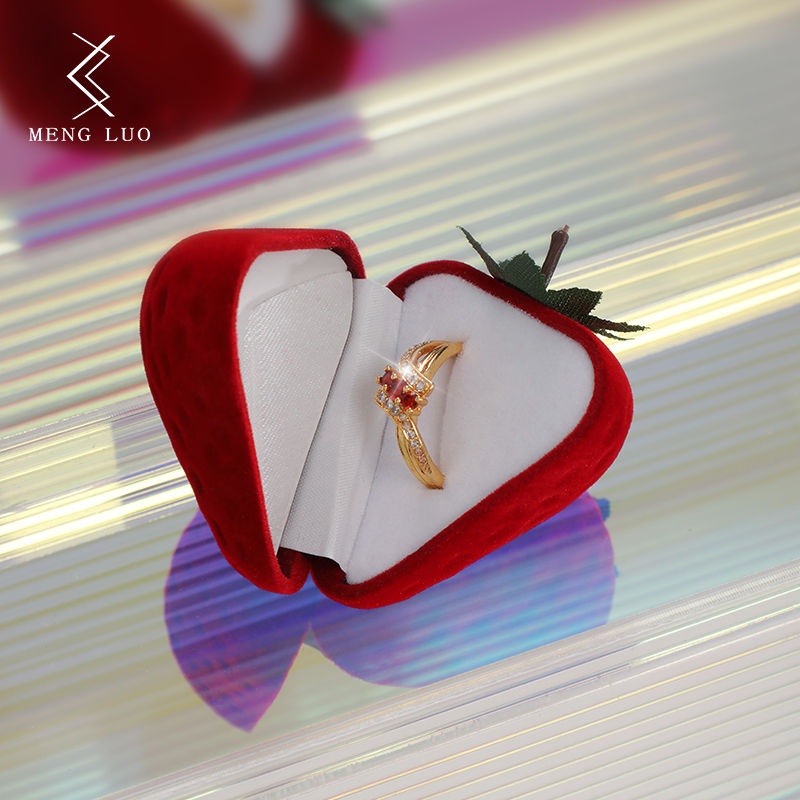 Kotak Cincin Bentuk Strawberry Lucu